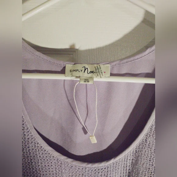 🦩SIMPLY NOELLE Plus Size Pullover Sleeveless Tunic Tank Lavender Mesh Overlay - Picture 12 of 16